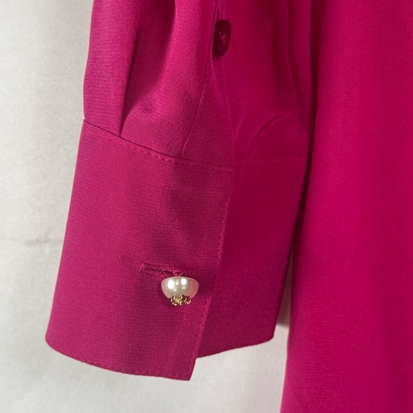 Tory Burch Hibiscus Flower Jane 100% Silk Dress Pink Ruffles Holiday Wedding 8 - Picture 8 of 12